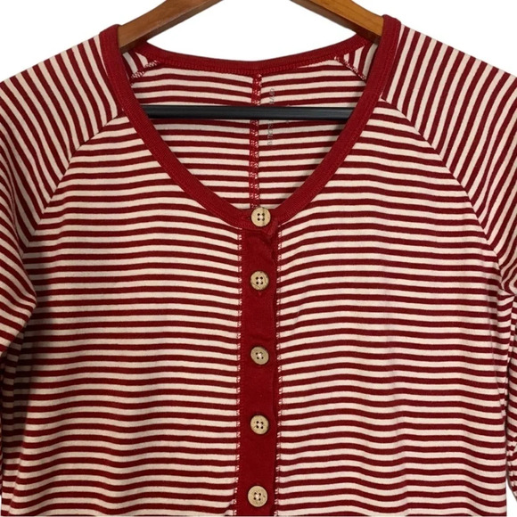 Burt’s Bee’s Baby Women’s Organic Cotton Red/White One  Piece Pajama MEDIUM - Picture 4 of 11